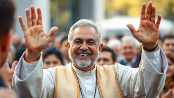 Religious leader at public event, God does not justify war stance.