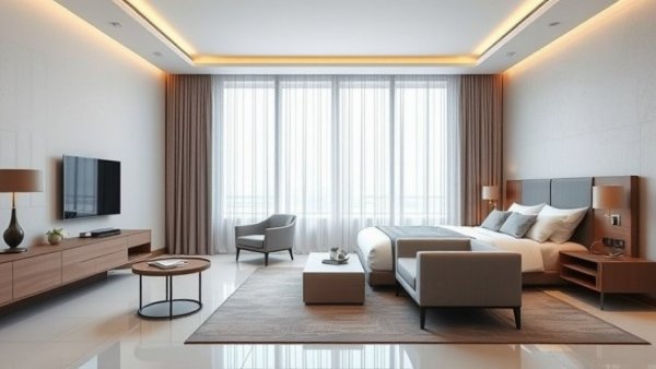 Modern minimalist hotel room in a unique boutique hotel.