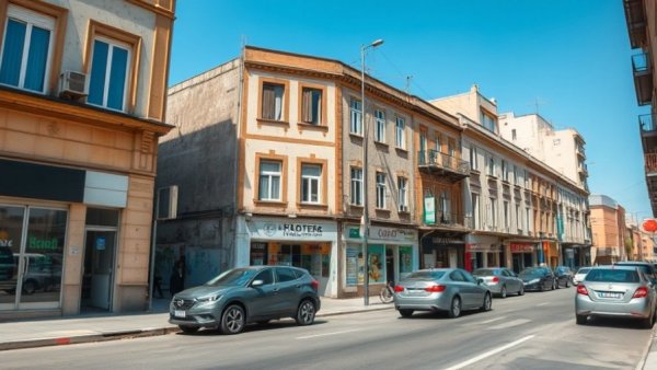 San Francisco community news: urban street with worn facade and parked cars.