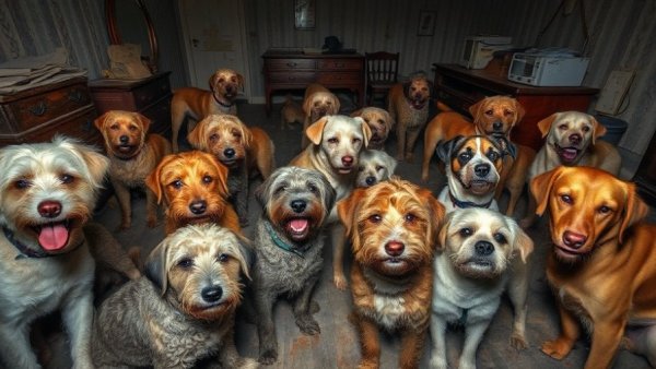 250 abandoned dogs in confined space U.K.