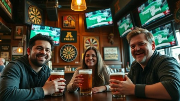 Friendly atmosphere at an Irish sports bar in San Francisco.