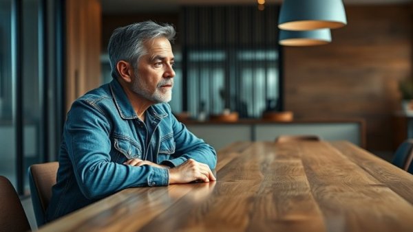Middle-aged man in modern cafe, Highwire Coffee Growth Strategy discussion.