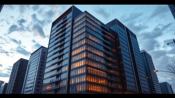Modern building in dusk, California Theatre Berkeley sale setting.
