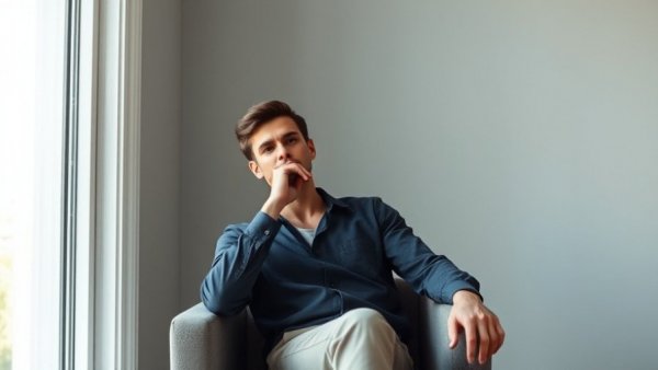 Thoughtful man considering Alex Honnold climate initiative indoors.