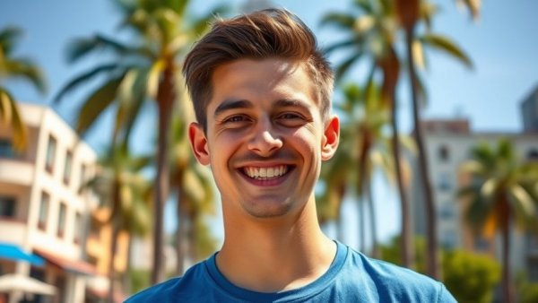Smiling young man outdoors during San Francisco Congressional Race.