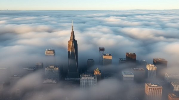 San Francisco skyline enveloped in fog, symbolizing workforce shifts.