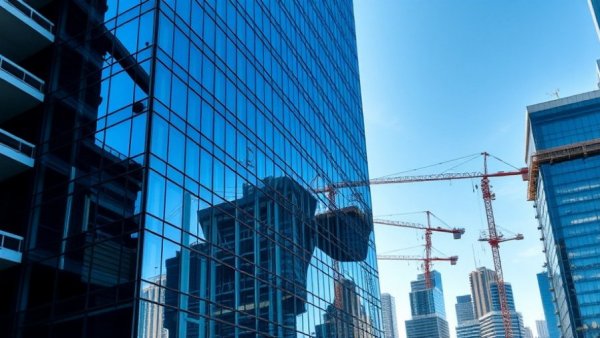 AI company Oakland office tower with blue glass facade under construction.