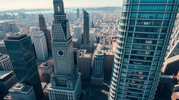 San Francisco News: Aerial view of city skyscrapers.