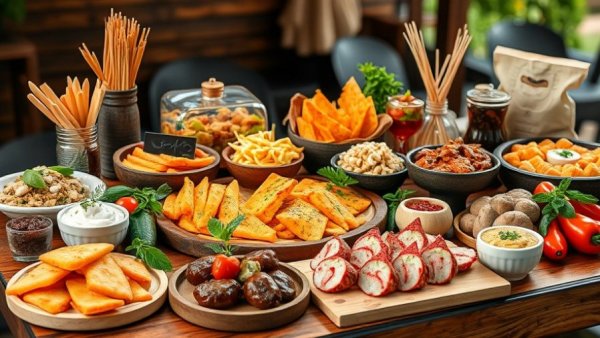 Assorted gourmet dishes at Outside Lands Culinary Experiences, on a rustic table.