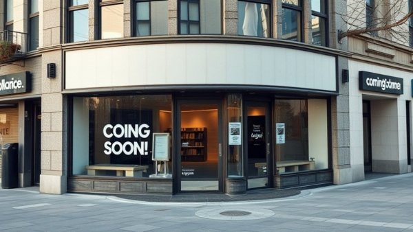 San Francisco storefront with 'coming soon' sign in urban area.