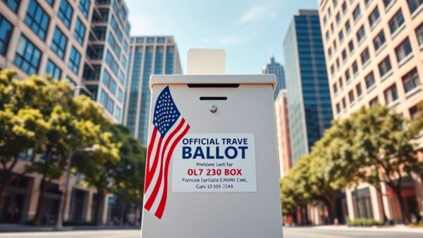 Ballot drop box for June 2026 San Francisco Elections in urban setting.