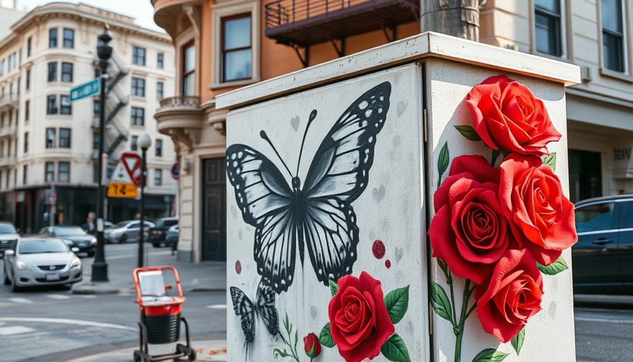 Artist paints utility box in San Francisco street art scene.