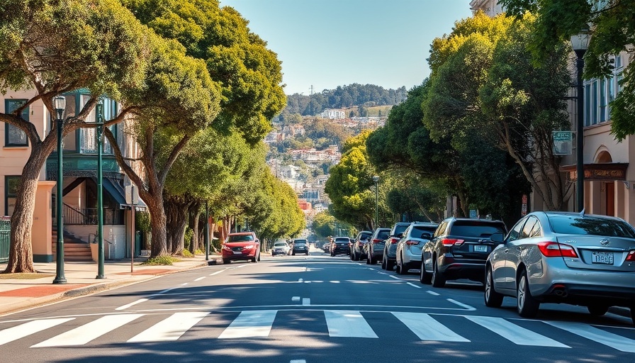 Sunny San Francisco street highlighting pedestrian safety