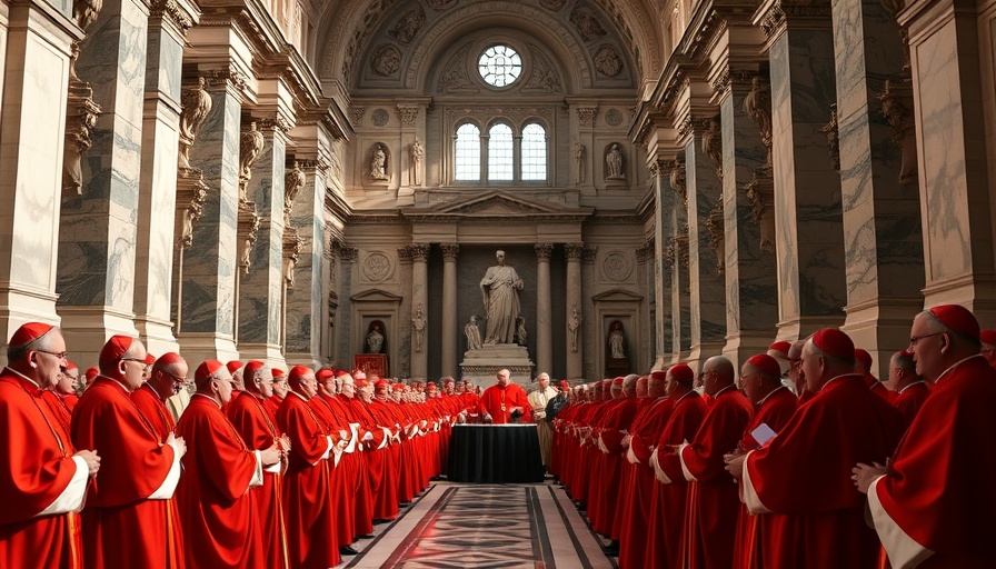 Cardinals voting during papal conclave in a grand cathedral