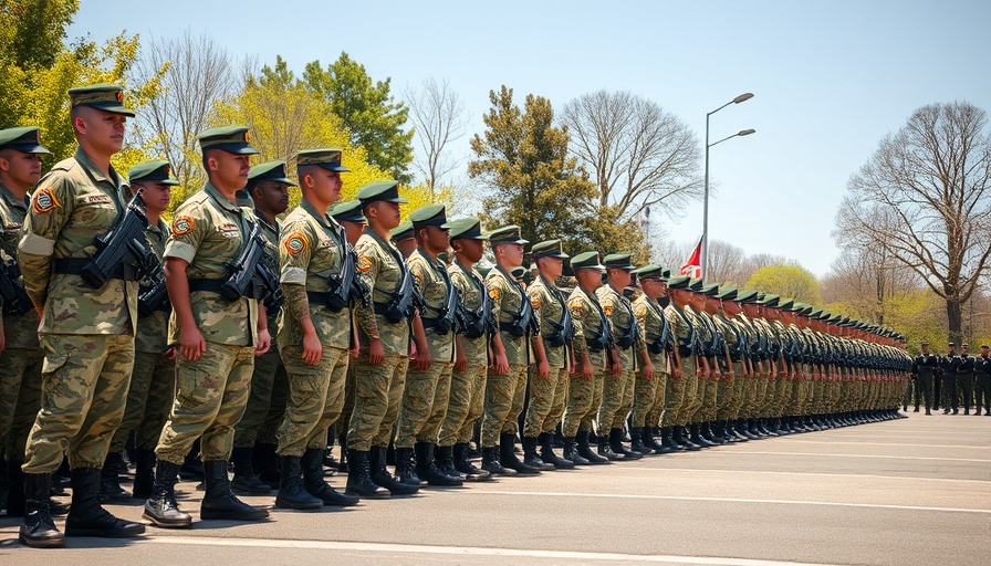 Military formation of soldiers lined up outdoors, Trump Putin Call Diplomatic Win.