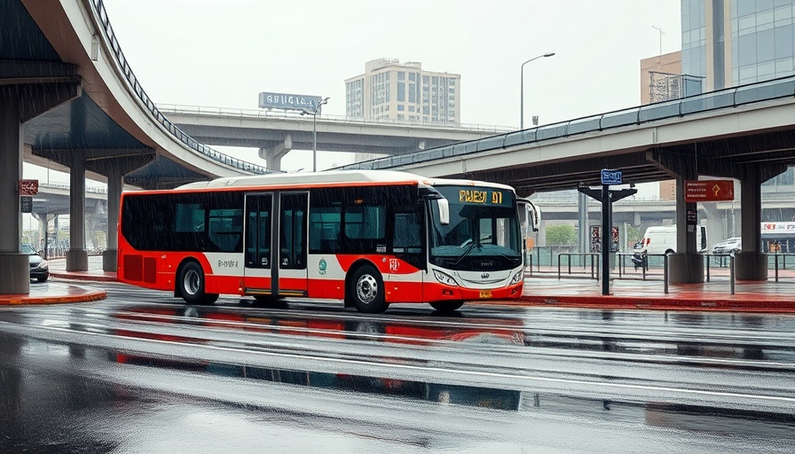 SF News: City bus at terminal on rainy day