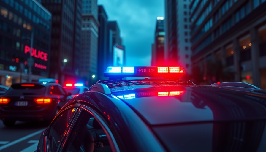 San Francisco local news: Police lights illuminate city street.