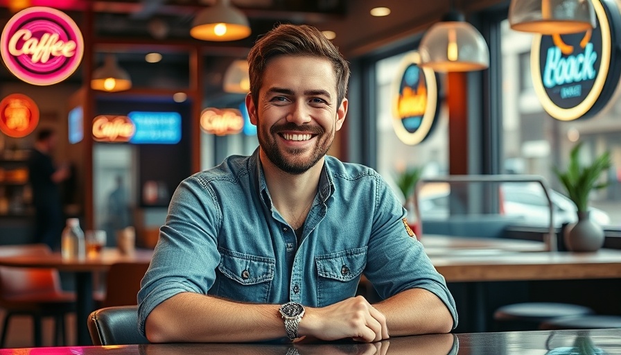 Smiling man in cafe related to Bay Area startup acquisitions.