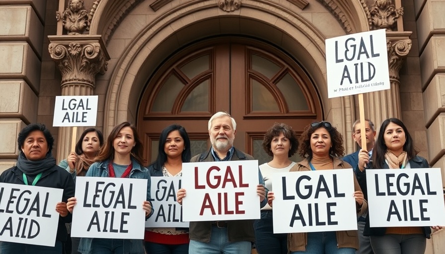 Protest against San Francisco legal aid budget cuts outside city hall.