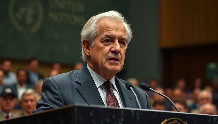 Elder statesman delivering a speech at UN meeting
