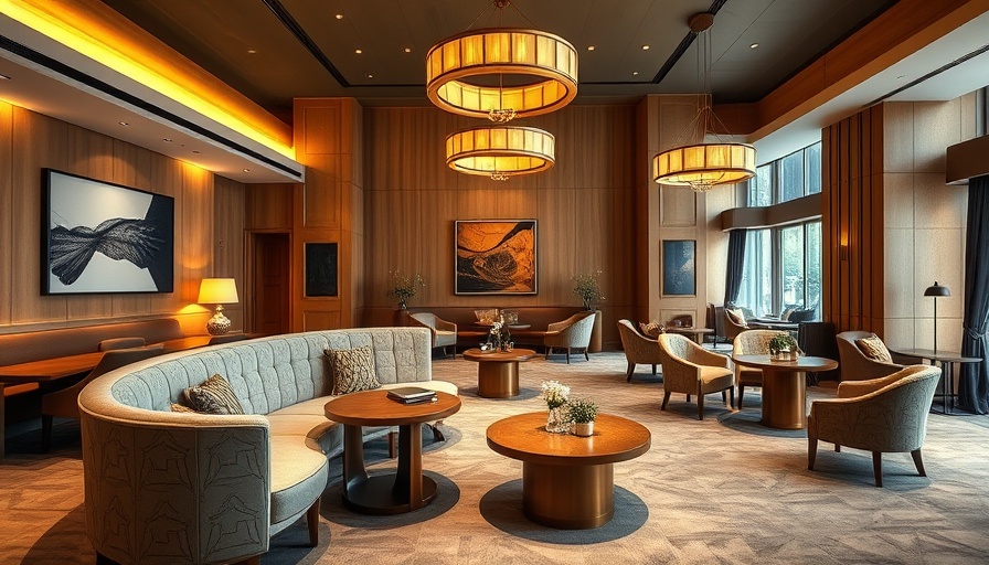 Chic luxury boutique hotel lounge with modern decor.