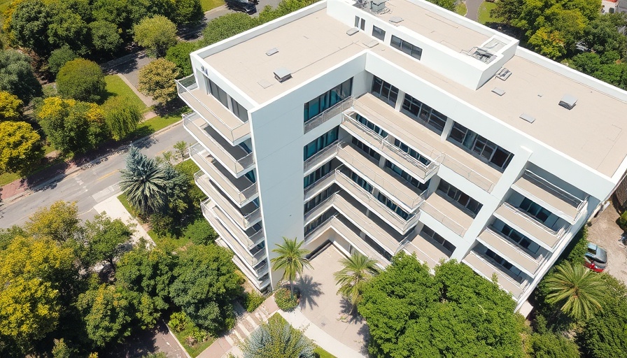 Modern East Bay office space housing conversion, aerial view.