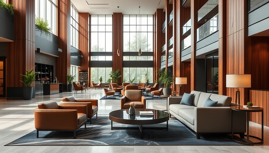 Modern boutique hotel interior with elegant furniture and decor.