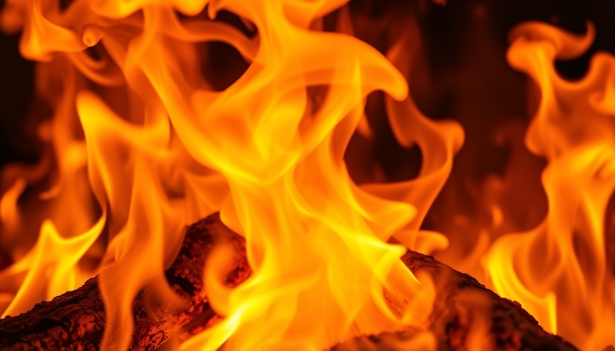 Bay Area Air Quality Advisory for Wildfire Smoke, intense swirling flames.