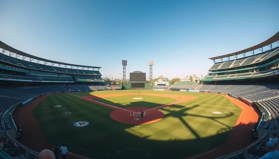 Daytime Oakland Coliseum baseball game, sparse crowd.