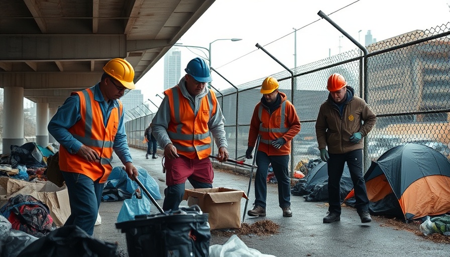 San Francisco workers clear homeless camp amid local news on lawsuit settlement.