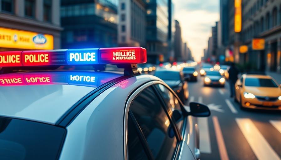 Police car with flashing lights in busy Oakland street, DUI-related.