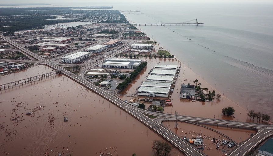 Kamchatka earthquake damage with severe flooding in an industrial area.