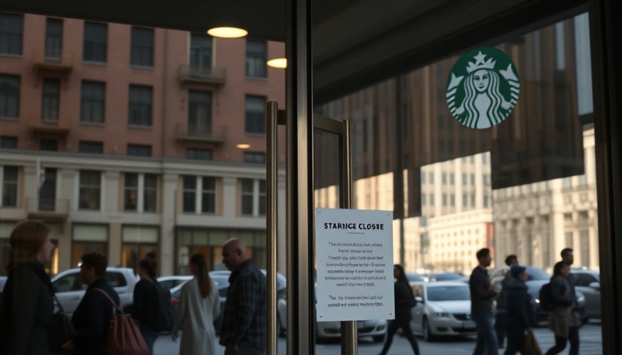 Starbucks shop closure notice on glass in San Francisco.