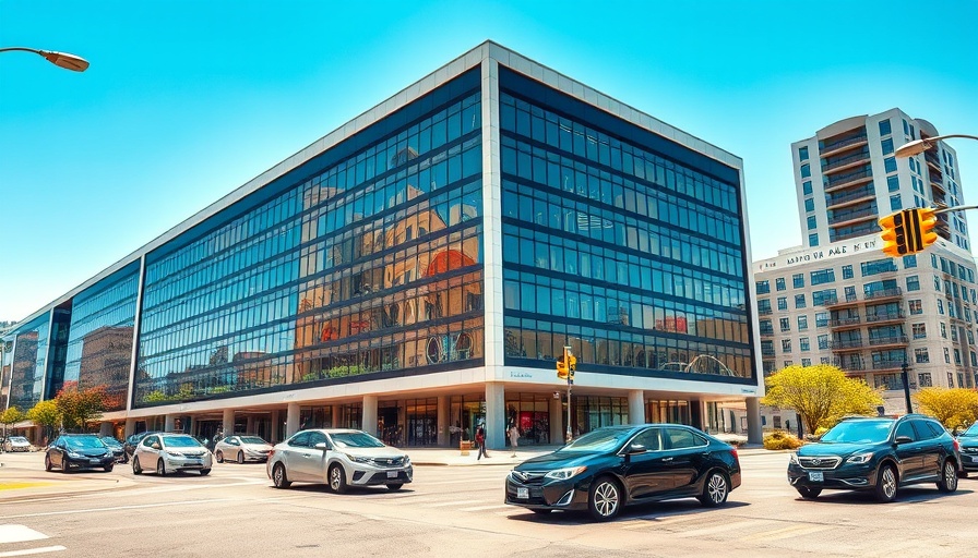 Tubi San Francisco headquarters, modern office building in cityscape.
