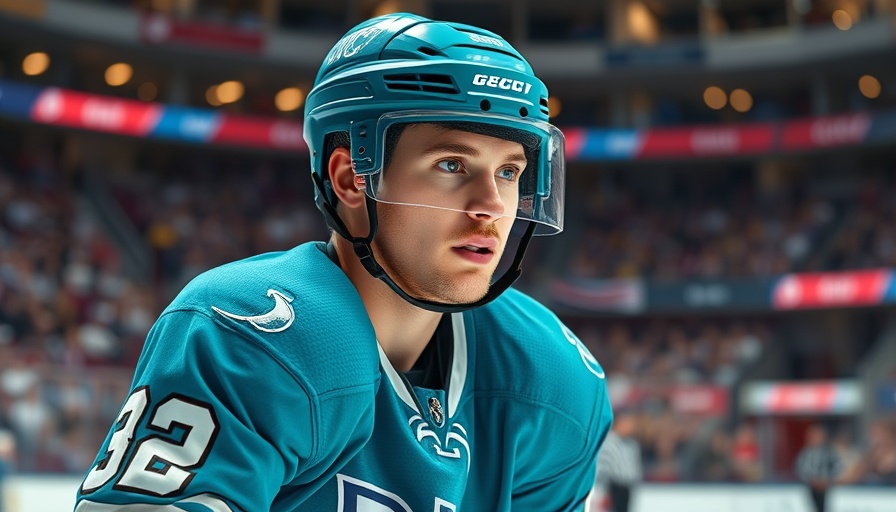 Marc-Edouard Vlasic in teal uniform during hockey match.