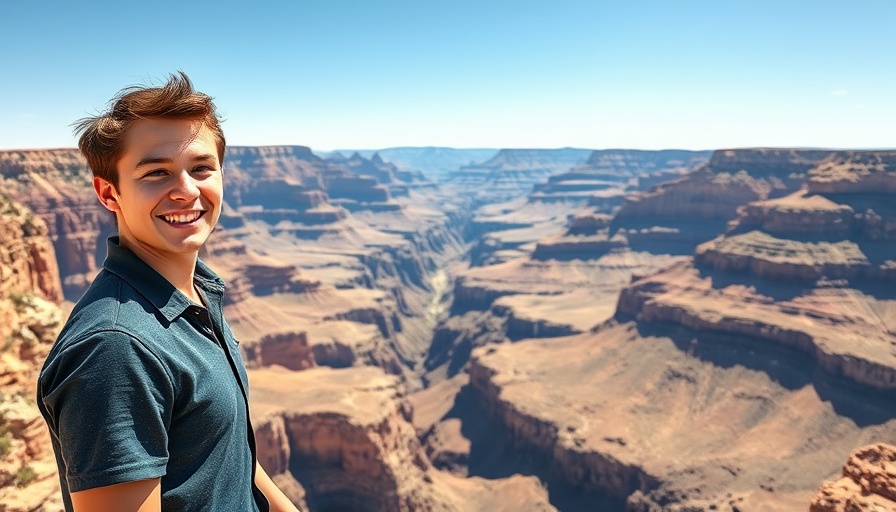 Smiling man at Grand Canyon, one of the best places to visit in the USA.