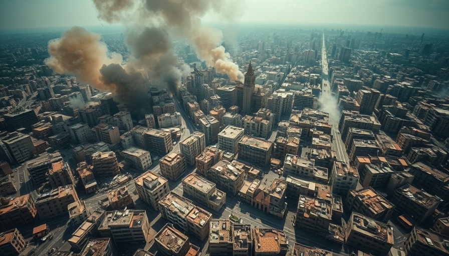 Aerial view of Gaza City amid military actions with visible damage.