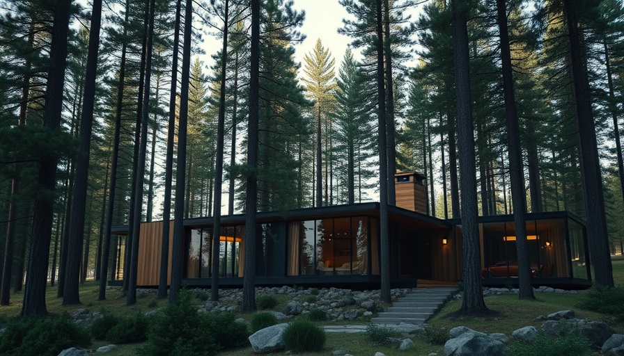 Luxury boutique hotel cabin in serene forest setting