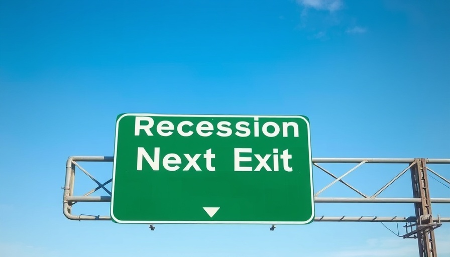 Economic concerns highlighted by recession sign on highway.