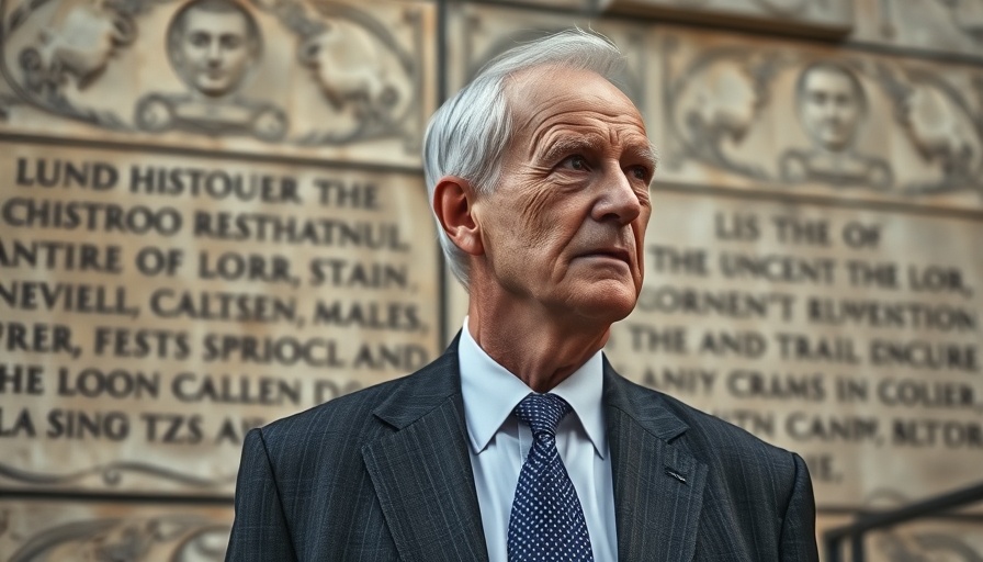 U.S. envoy in formal suit, in front of stone wall, looking aside.
