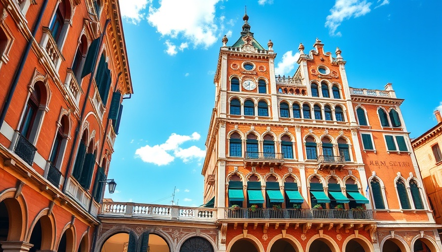 Historic Venetian hotel with luxury style and green awnings.