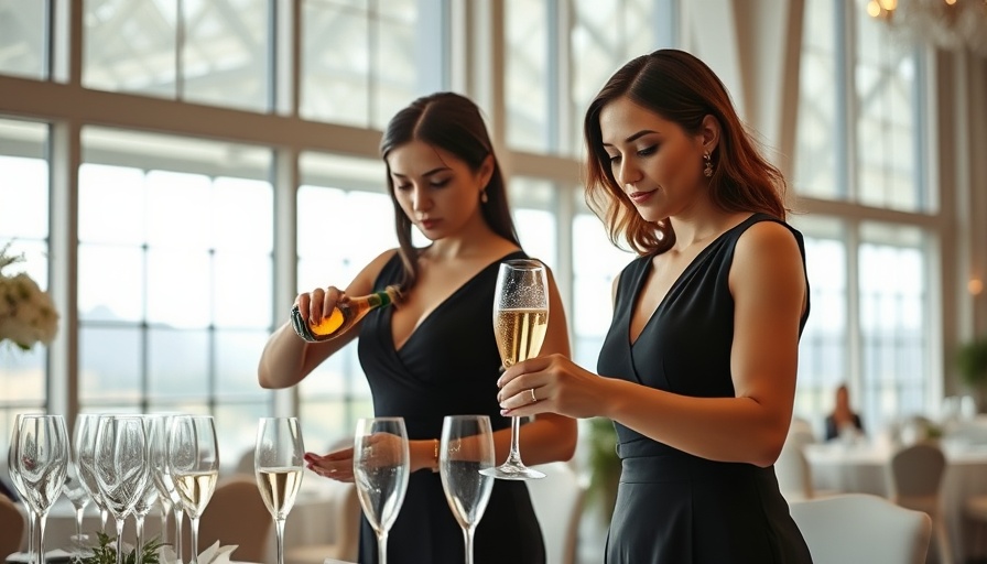 Hospitality workers serving champagne in UK setting