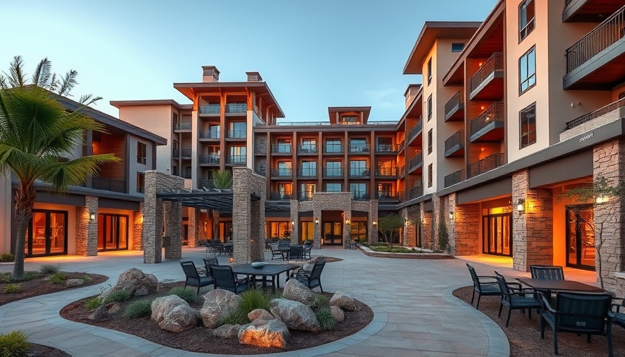 Modern luxury resort courtyard at Braemar Hotels & Resorts during sale process