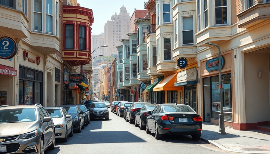 Charming San Francisco street scene with shops and parked cars.
