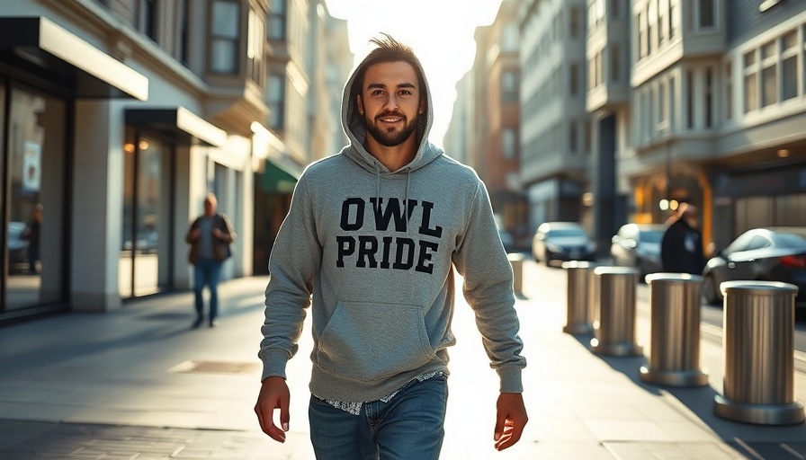 Owl Pride hoodie on person in San Francisco street.