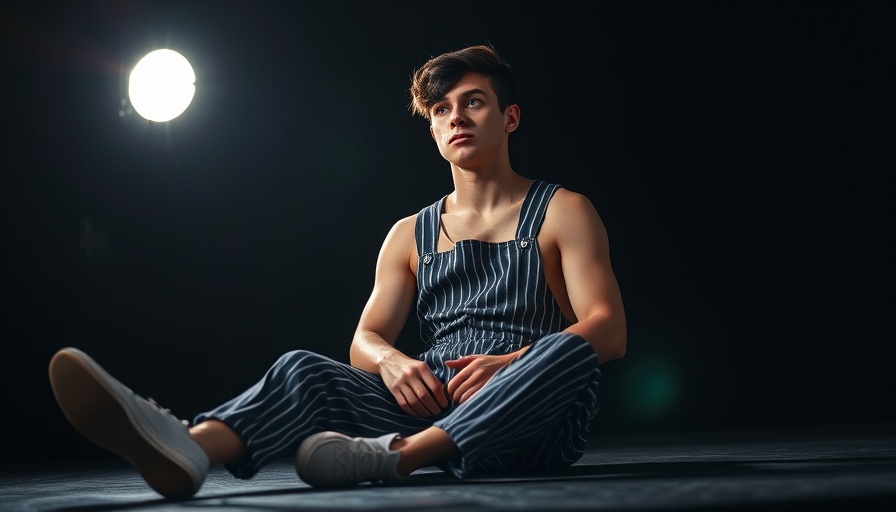 Thoughtful young man sitting in spotlight, San Francisco local news.