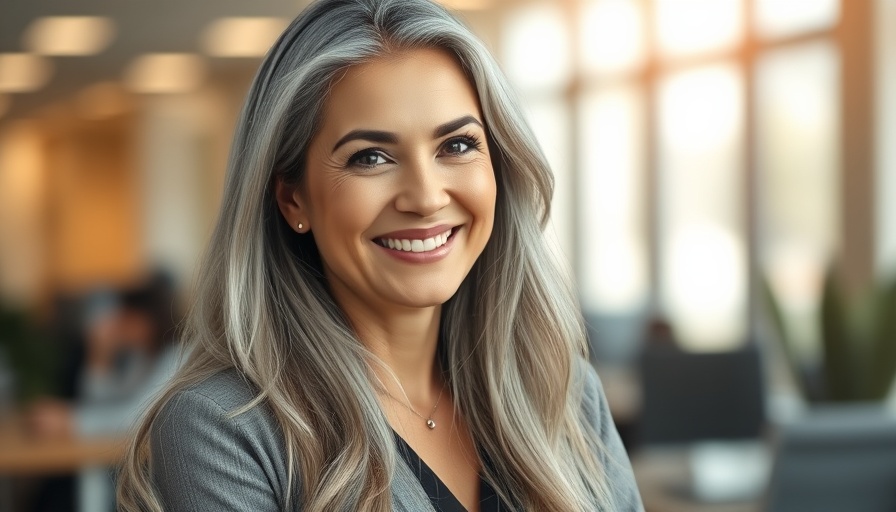 Professional woman smiling confidently at the office, related to Amyris bankruptcy recovery.