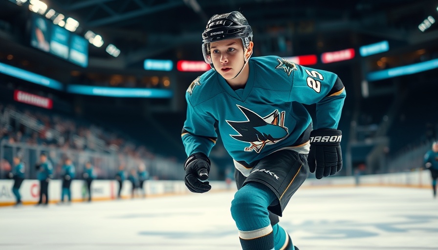 San Jose Sharks Rookie Faceoff 2025: focused player on ice.