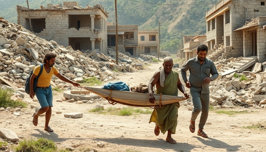 Aftermath of Afghanistan earthquake with emergency aid efforts underway.