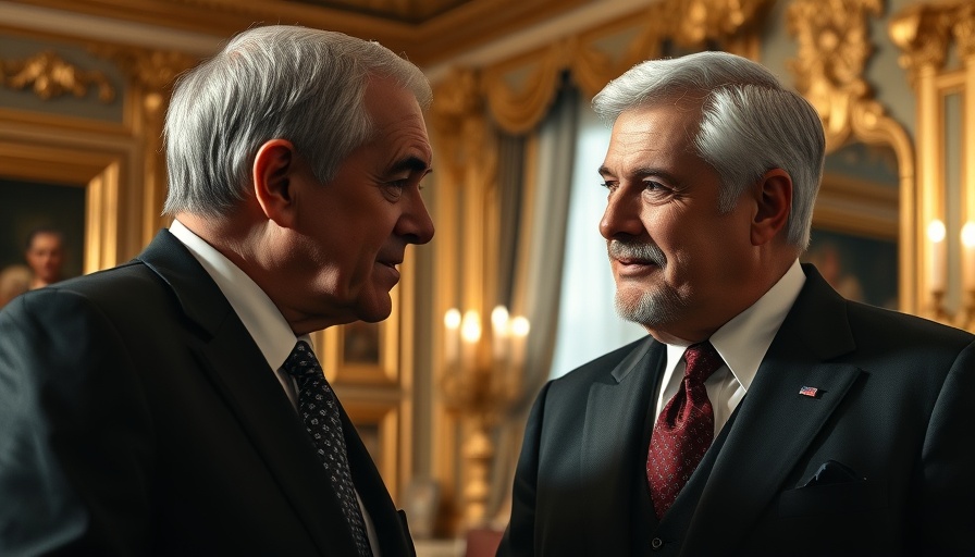 Two men in conversation in a gilded room, Photorealistic.